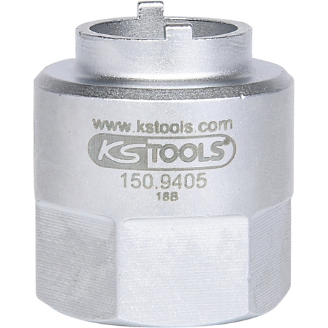 Silbernes Werkzeugteil mit KS TOOLS Logo und Schriftzug.